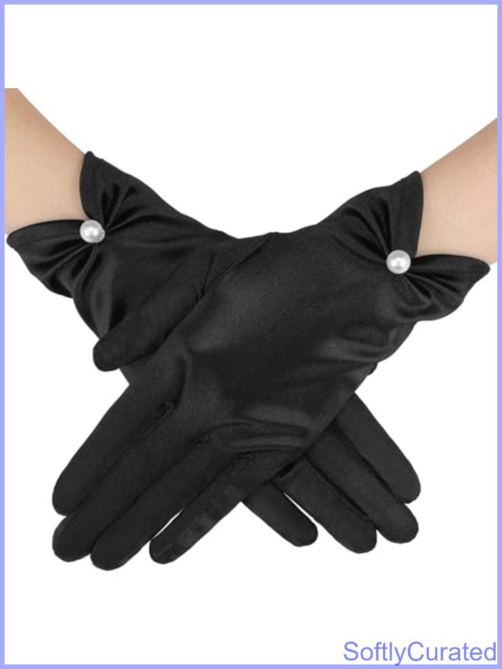 Satin Short Gloves Wrist Length Pearls 1920s Flapper Costume Accessories